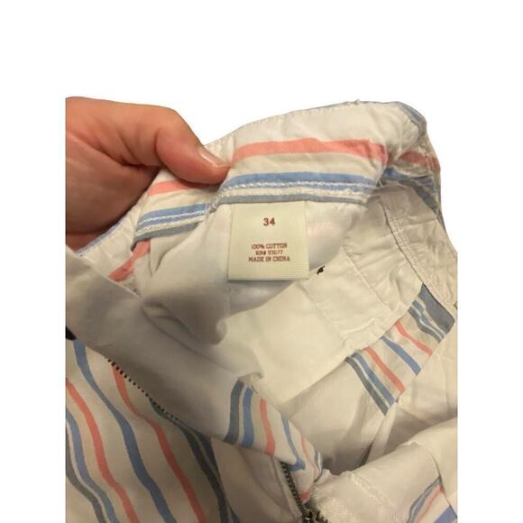 Arizona Jean Co Mens Shorts White, Blue/Red Stripes, size 34 pockets belt loop - Picture 6 of 12